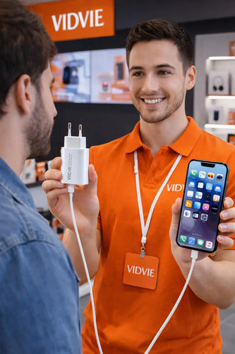 Cargador Rápido De Pared Vidvie 18w Usb-a A Usb-c Con Cable, Para Samsung, Xiaomi Y Huawei Blanco