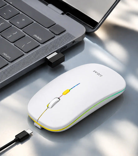 Mouse Inalámbrico Recargable Bluetooth 5.0 2.4 Ghz 1600 Dpi Blanco