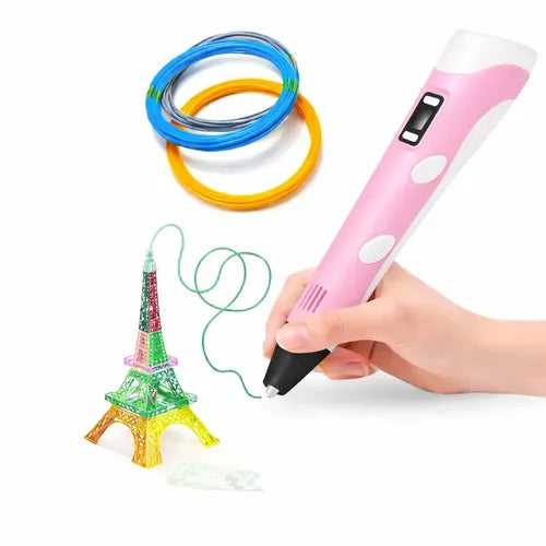Lápiz De Impresión 3d Recargable Con Pantalla Y Base Para Filamentos Pla/abs Rosa Rosa Claro
