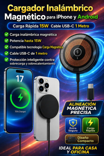 Cargador Inalámbrico Magnético Usb-c Compatible Con iPhone Blanco