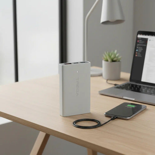 Power Bank Treqa Con Carga Rápida Y Doble Salida Usb Para Celular, Tablet, Smartwatch