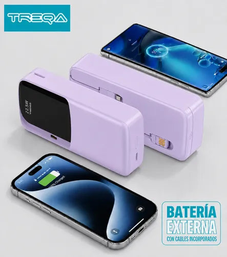Batería Externa Powerbank 20000mah Carga Rápida Pd 3.0 22.5w Lila