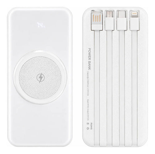 Kit Powerbank 30000mah Carga Rápida + Bolso Organizador Blanco/beige