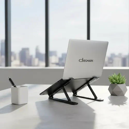 Soporte Metálico Para Notebook Tablet Plegable Antideslizant Negro