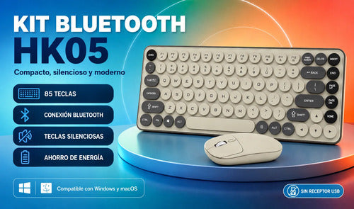 Kit Teclado Y Mouse Inalámbricos Teclas Redondas Silencioso