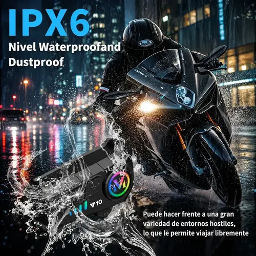Intercomunicador Diegmark Y10 2x Bluetooth 6.0 Para Cascos De Moto Con Reducción De Ruido Y Resistencia Ipx6