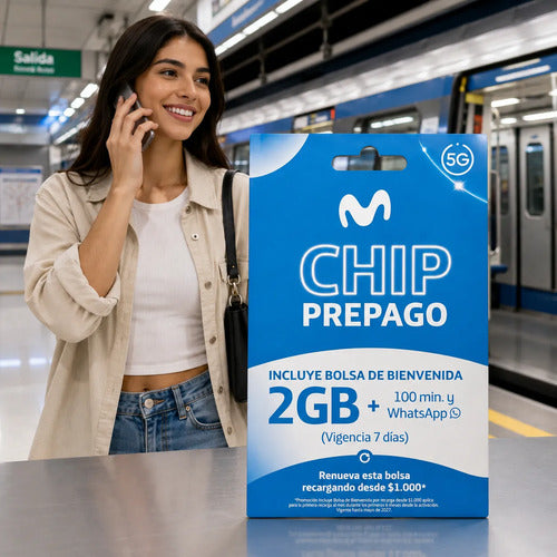 Sim Movistar Prepago 100 Minutos + 2gb Pack 5 Unidades 3 En 1