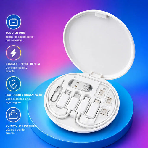 Kit De Cables Multifuncional 60w Tipo C Micro Usb Usb L Blanco