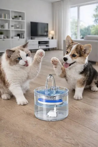 Fuente De Agua Dispensador Automática Para Perros Y Gatos Bebedero Agua Transparente