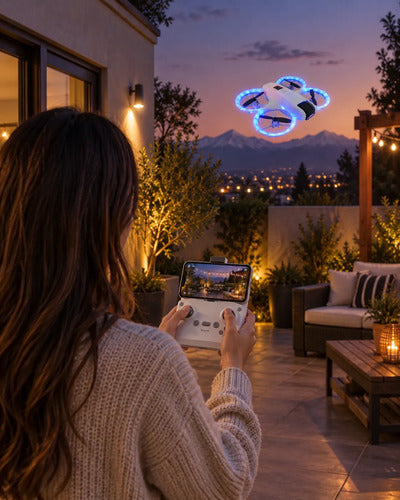 Drone Mini K5 2.4ghz Cámara Aérea Control Remoto Luces Led Gris
