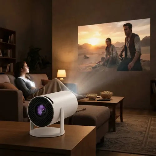 Proyector Portátil Full Hd 1080p Con Wi-fi, Giratorio 180° Para Teléfono Y Tv Stick Blanco