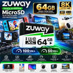 Tarjeta De Memoria Microsd Zuway 64gb Clase 10 U3 A1 Alta Velocidad 100mb/s Premium Compatible Con Nintendo Swicht 1, Video 8k, Celulares, Tablets, Cámaras De Seguridad Y Deportivas, Uso Profesional