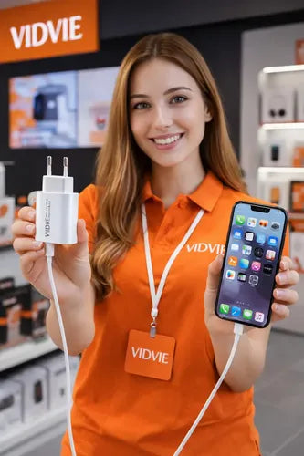 Cargador Rápido De Pared Vidvie 18w Usb-a A Usb-c Con Cable, Para Samsung, Xiaomi Y Huawei Blanco