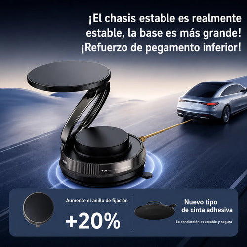 Soporte Magnético Adsorción Al Vacío Para Auto Rotación 180° Negro/bronce