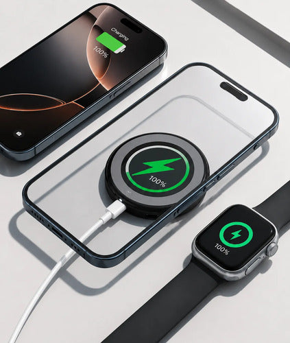 Cargador Magnético Inalámbrico 15w Compatible Con iPhone Negro
