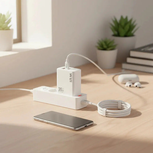 Cargador De Pared Diegmark 35w Con 2 Puertos Usb Y Usb-c Para Celulares Blanco