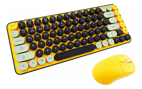 Kit Teclado Y Mouse Inalámbricos Teclas Redondas Silencioso