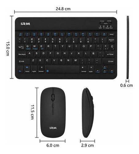 Kit Teclado Mouse Bluetooth Soporte Metal 360° Para Tablet