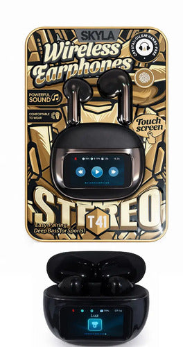 Audífonos Diegmark T41 Inalámbricos Tws Con Pantalla Táctil Y Estuche De Carga Digital Negro