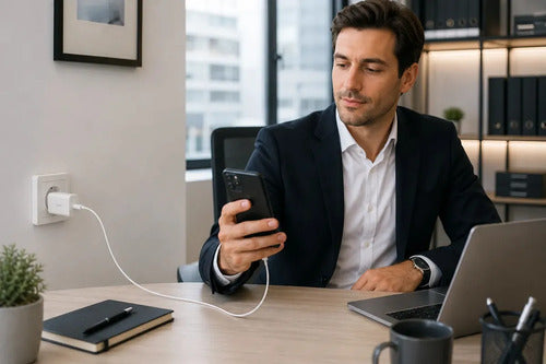 Cargador Rápido Usb-c Irm De Pared Con Cable, Para iPhone 15, 16, 17 Y Samsung Galaxy, Blanco