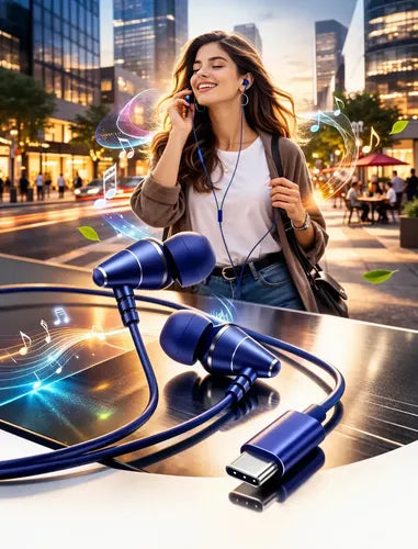 Audífonos In-ear Hi-fi Con Usb-c Y Micrófono Para Android Azul