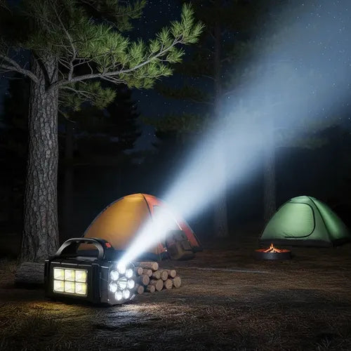 Linterna Solar Led Multifuncional Recargable Usb + Powerbank Blanca/ Amarilla Negro/plateado