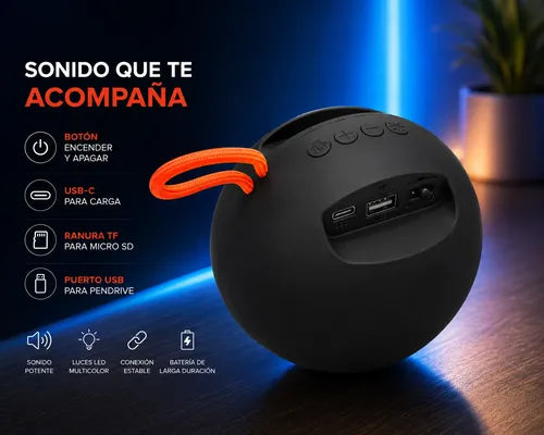 Parlante V16 8w Bluetooth Luz Led Soporte Celular Radio Fm Negro