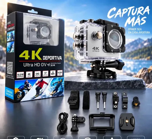 Cámara Deportiva Acción 4k Wifi 16mp 170° Sumergible 30m