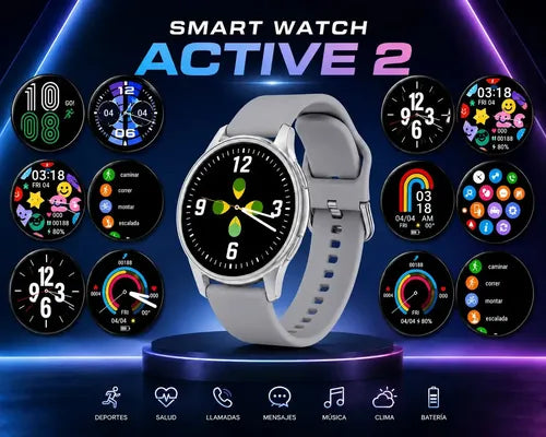 Smartwatch Diegmark Active.2 Sport Con Llamadas Bluetooth Para Android Y Ios Plateado Hebilla Gris