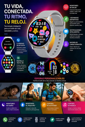 Smartwatch Diegmark Active.2 Sport Con Llamadas Bluetooth Para Android Y Ios Plateado Hebilla Gris