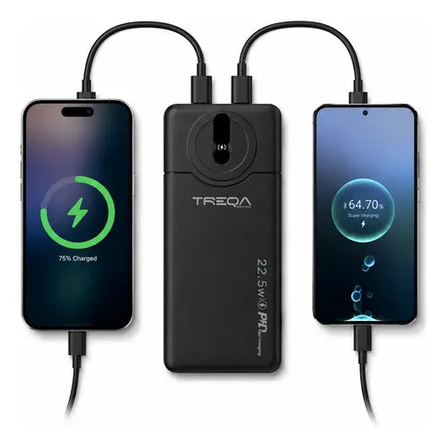 Powerbank 10000mah Carga Rápida Pd20w 22.5w 2 Puertos Usb Negro