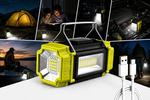 Linterna Led Multifunción Recargable Solar + Usb + Powerbank Verde