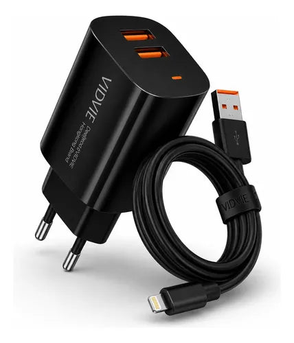 Cargador Carga Rápida 2.4a Compatible Con iPhone 8 Al 14 Negro