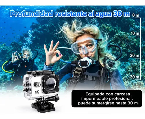 Cámara Deportiva Acción 4k Wifi 16mp 170° Sumergible 30m