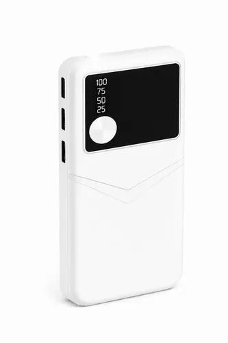 Power Bank Con Carga Rápida Y 3 Puertos Usb Para iPhone, Samsung Y Más - Blanco