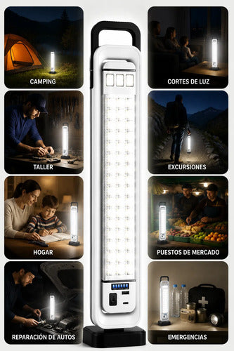 Lámpara Recargable 2400mah Solar + Usb 45w 51 Luces Led Blanco