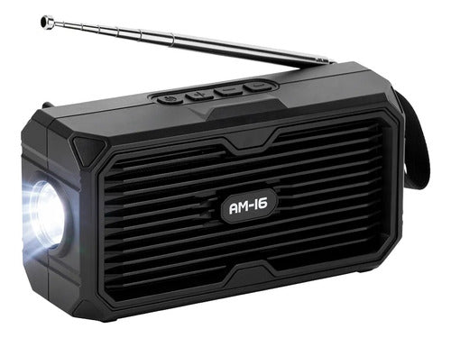 Parlante Portátil Solar 5w Radio Fm Linterna Led Recargable