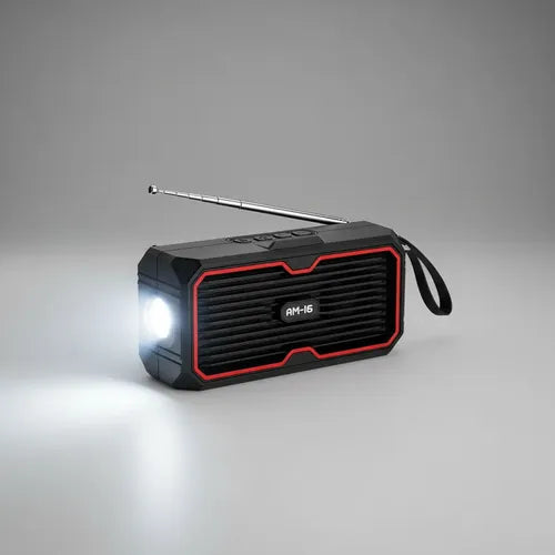 Parlante Portátil Solar 5w Radio Fm Linterna Led Recargable