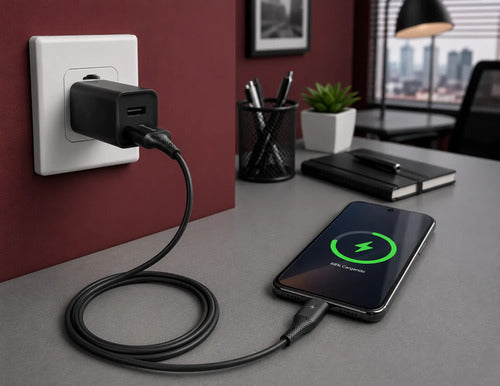 Cable Usb C 1m 120w Carga Rápida Alta Velocidad Para Android Negro