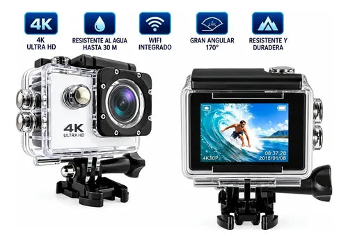 Cámara Deportiva Acción 4k Wifi 16mp 170° Sumergible 30m