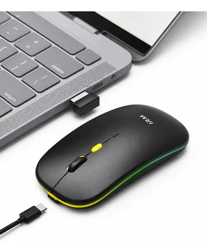 Mouse Inalámbrico Recargable Bluetooth 5.0 2.4 Ghz 1600 Dpi Negro