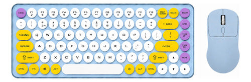 Kit Teclado Y Mouse Inalámbricos Teclas Redondas Silencioso