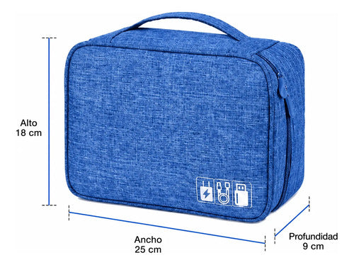 Bolso Organizador Viaje Para Cables Electrónicos Accesorios Azul