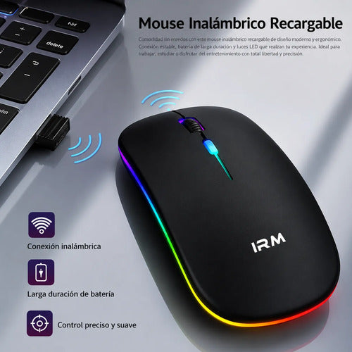 Mouse Inalámbrico Recargable Bluetooth 5.0 2.4 Ghz 1600 Dpi Negro