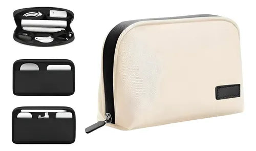 Bolso Organizador De Cables Y Dispositivos Electrónicos Impermeable Para Viajes Y Uso Diario Múltiples Compartimentos Beige
