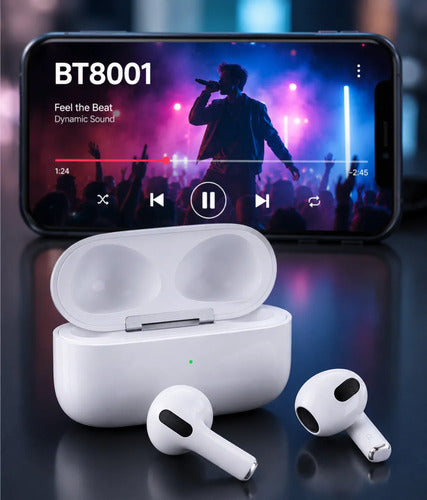 Audífonos Inalámbricos Bluetooth Semi In Ear Estuche Carga Blanco