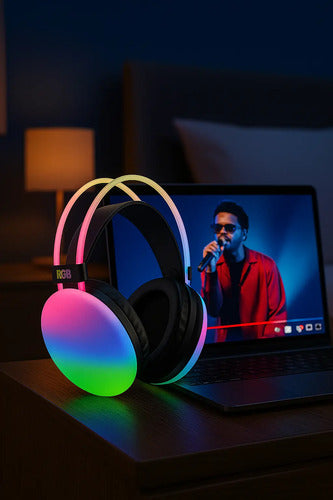 Audífonos Inalámbricos Rgb Pg580 Con Micrófono Y Luces Led
