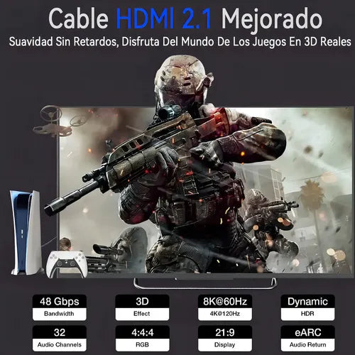 Cable Hdmi 2.1 Meidimake 8k 5 Metros Compatible Ps5 Xbox Tv 60hz 120hz