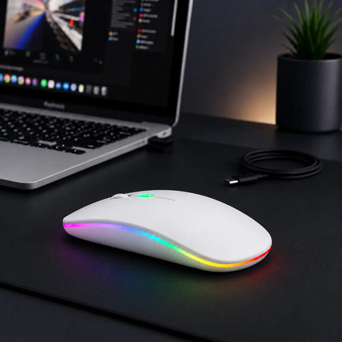 Mouse Inalámbrico Recargable Bluetooth 5.0 2.4 Ghz 1600 Dpi Blanco