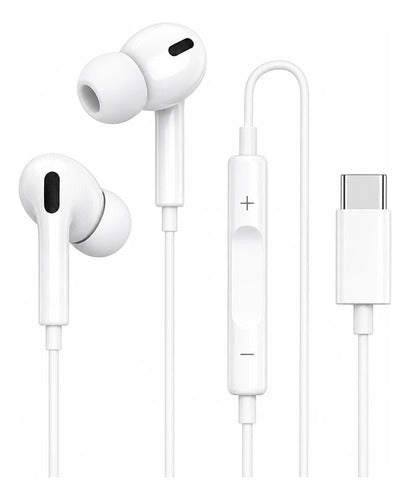 Audífonos Entrada Tipo C In-ear Con Goma Para Androide Blanco
